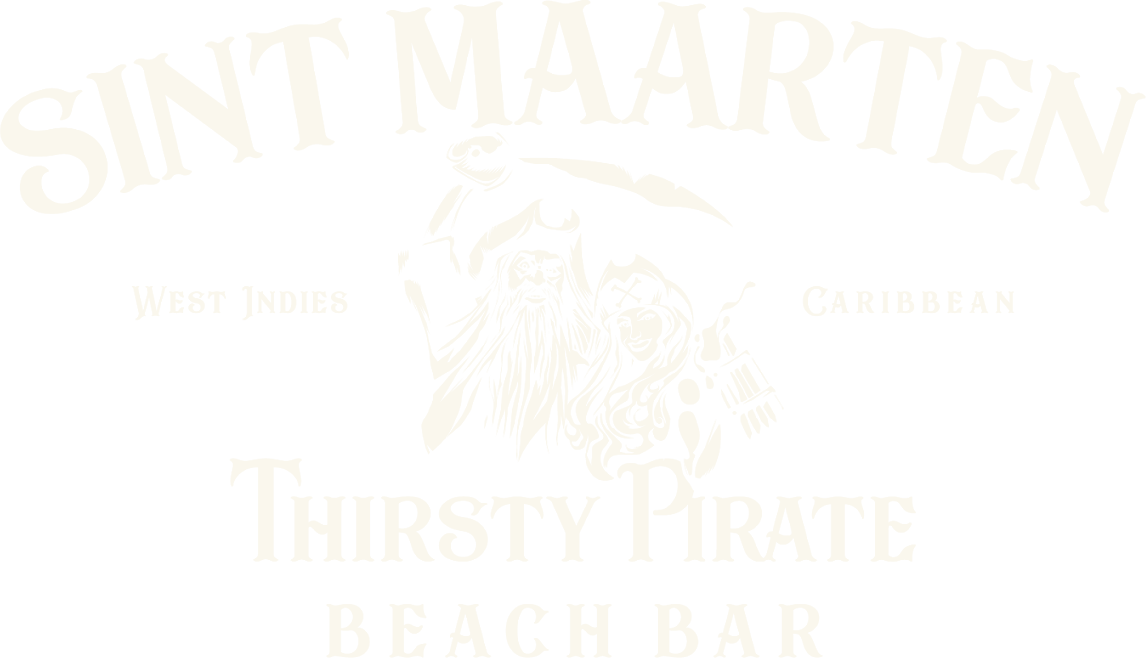 Thirsty Pirate Beach Bar, Sint Maarten, West Indies, Caribbean: badge logo with the pirate couple